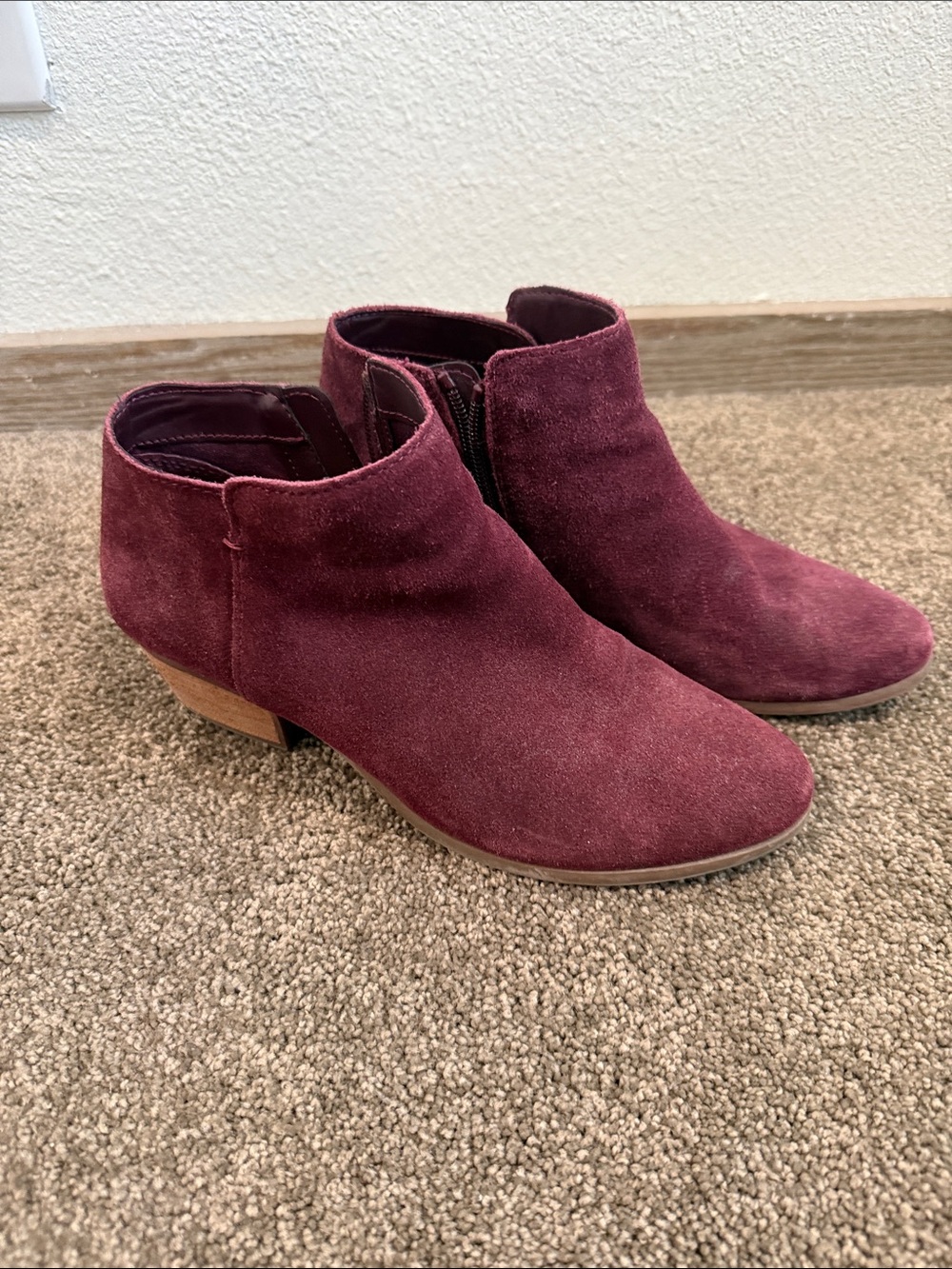 G.H. Bass & Co. Burgundy Suede Ankle Booties